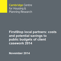 FirstStop local partners: costs and potential savings to public budgets of client casework 2014